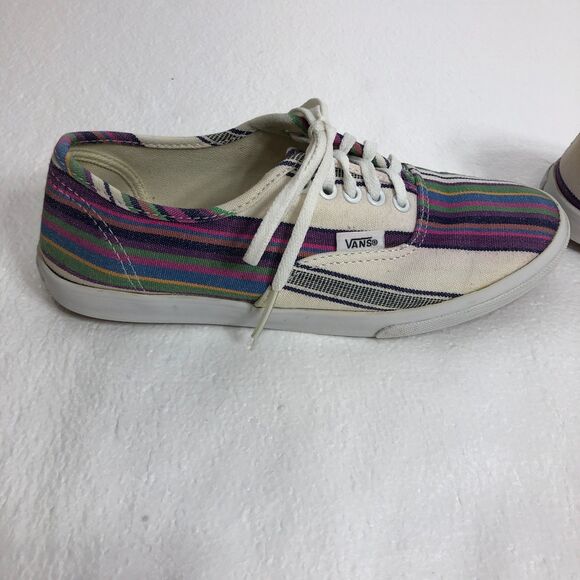 VANS Sneaker Shoes Multicolor Striped Low Tops W6.5 M5 - Picture 3 of 12